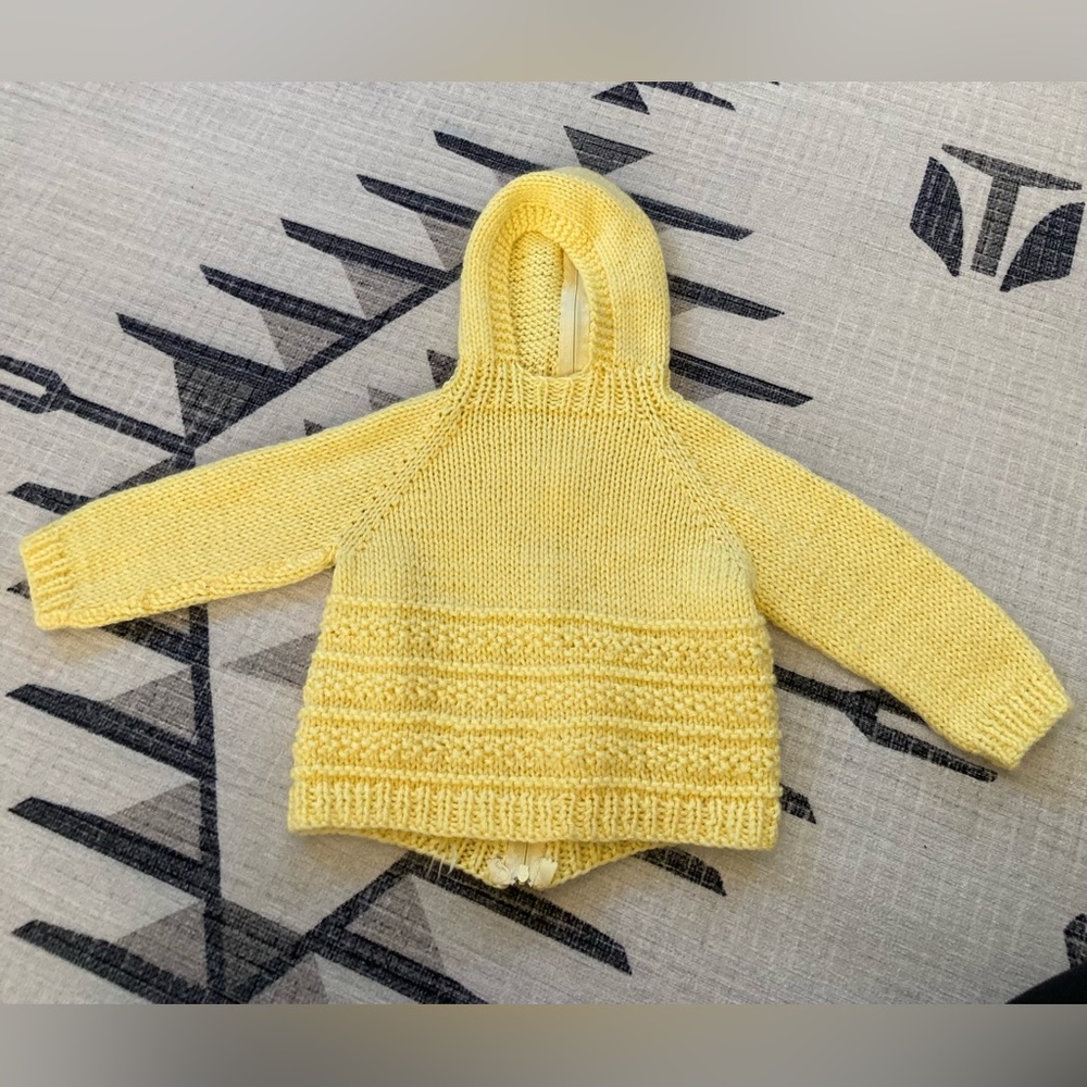 Yellow Crochet Back Zip Sweater